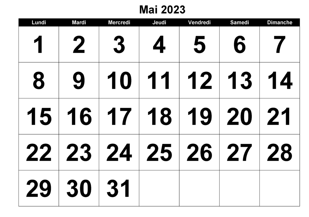 Calendrier 2023 Lunaire Mai