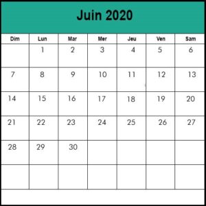 Calendrier de Juin 2020