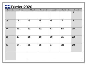Calendrier Février 2020 PDF