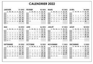 Semaine 2022 Calendrier PDF