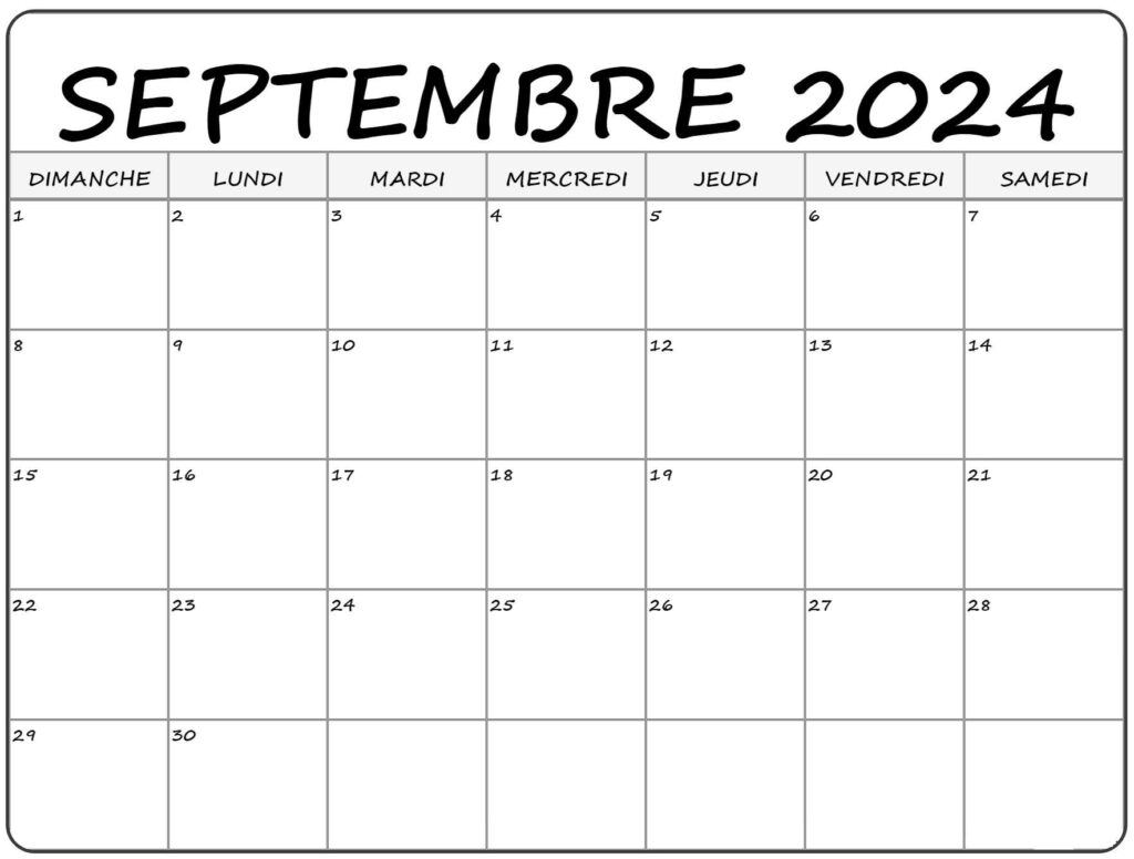 Calendrier Septembre 2024 PDF