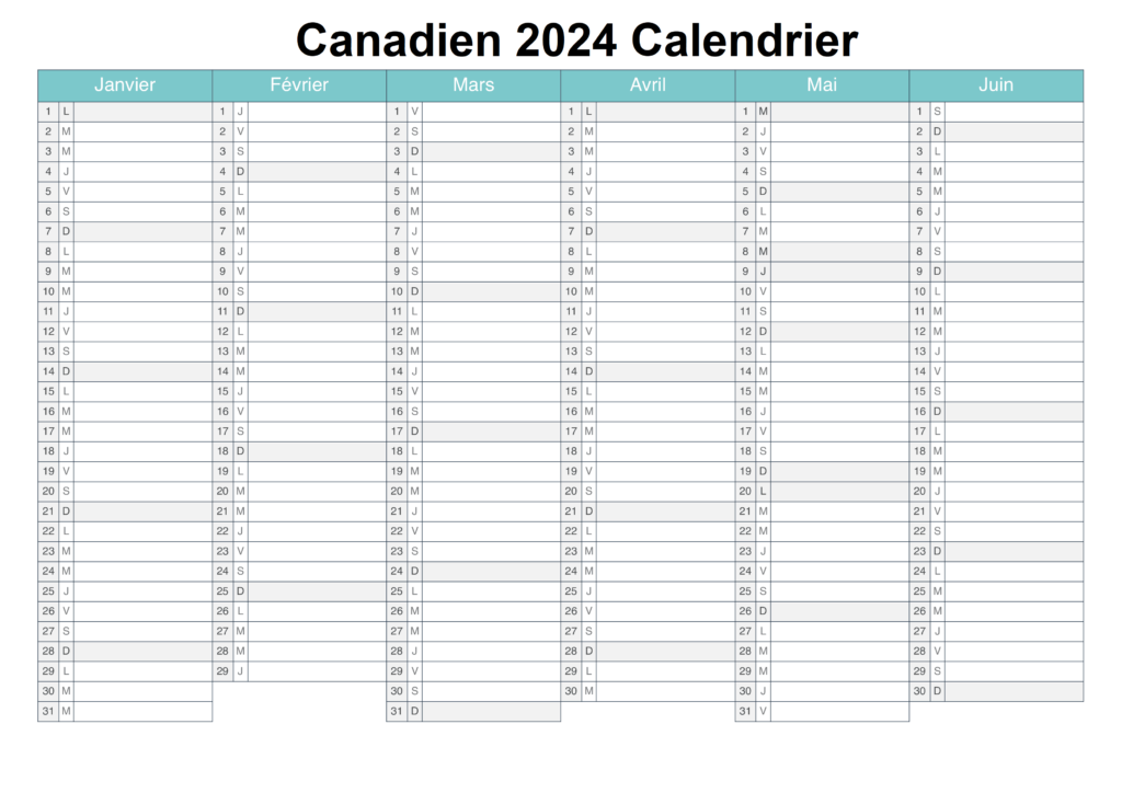 Canadien 2024 Calendrier