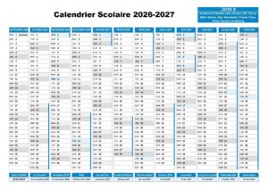 2026 Bordeaux Calendrier Scolaire à Imprimer 