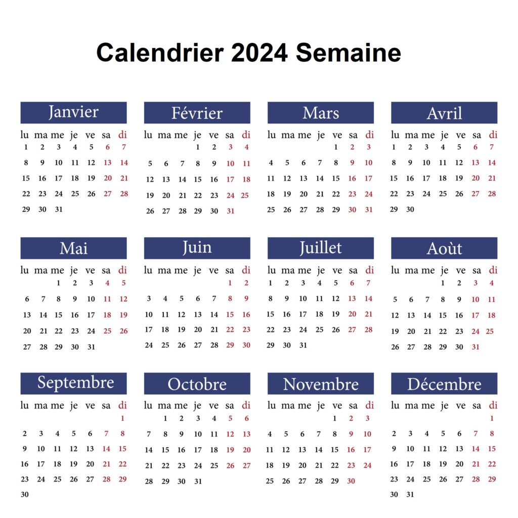 Calendrier 2024 Par Semaine