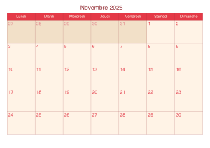 2025 Calendrier Novembre