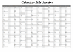 Calendrier 2026 Semaine PDF