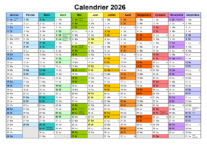 Calendrier 2026 Excel Modifiable Gratuit