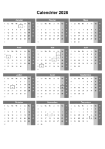 Calendrier 2026 Par Mois