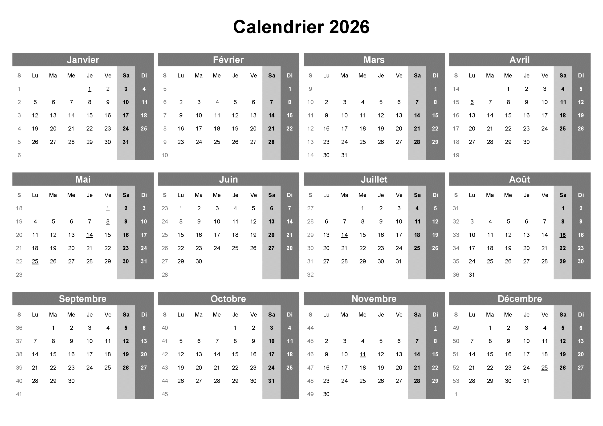 2026 Calendrier Tunisie PDF 2026 Calendrier